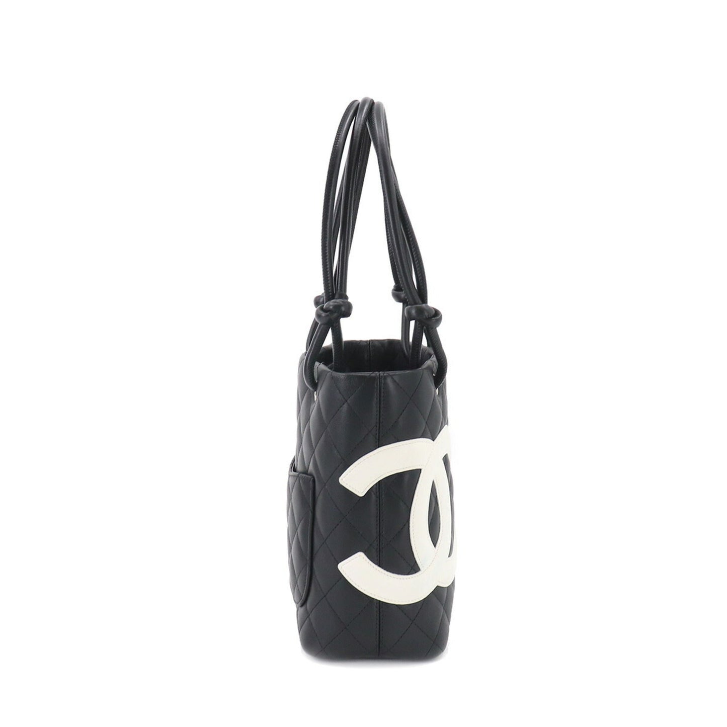 Luxury Chanel cambon line small tote bag leather black white A25166 vintage Cambon Line Small Tote Bag