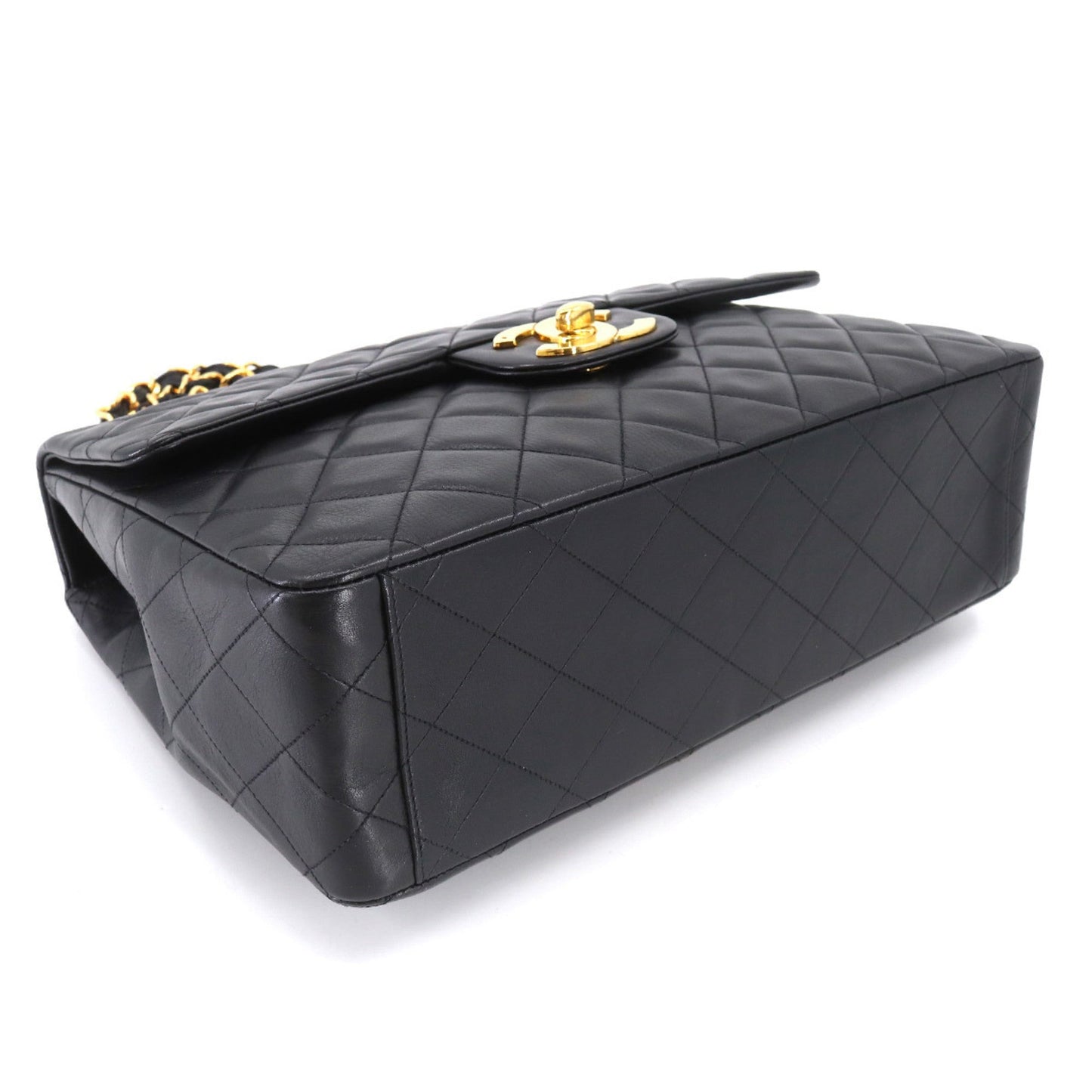 Luxury Chanel Decamato Matelasse 34 Chain Shoulder Bag Leather Black A01094 Vintage Gold Hardware