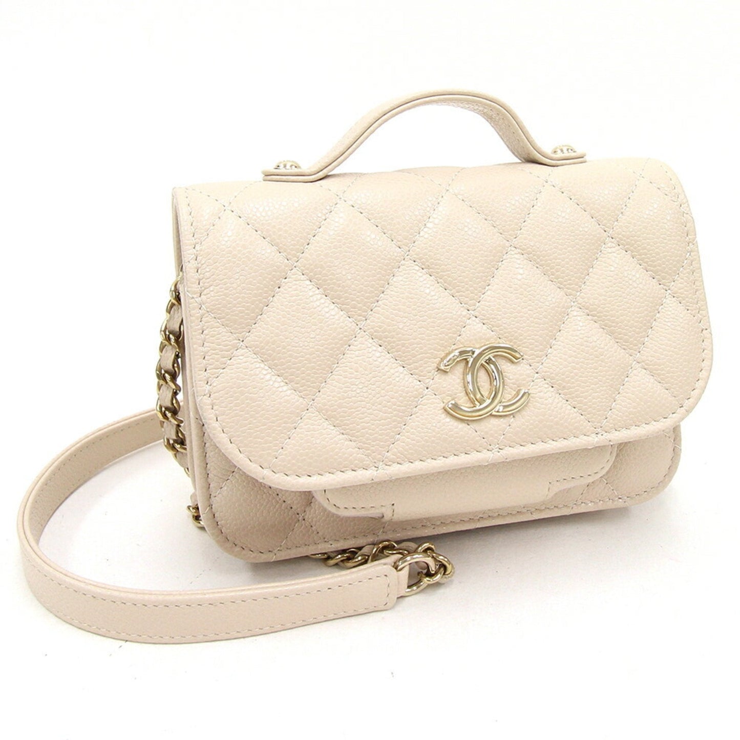 Luxury Chanel Handbag Matelasse Infinity AP2914 Light Beige Caviar Skin Women's Chain Bag Quilting Diamond Stitch Coco Mark