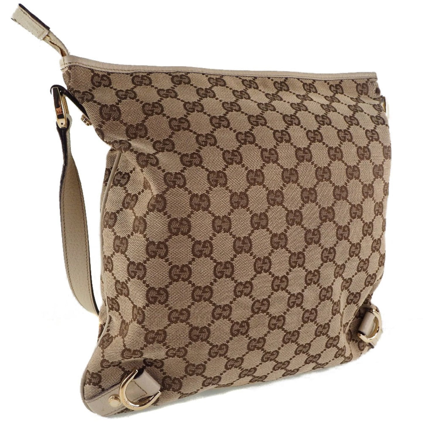 Luxury Gucci 131326 GG Canvas x Leather Beige Women's Shoulder Bag