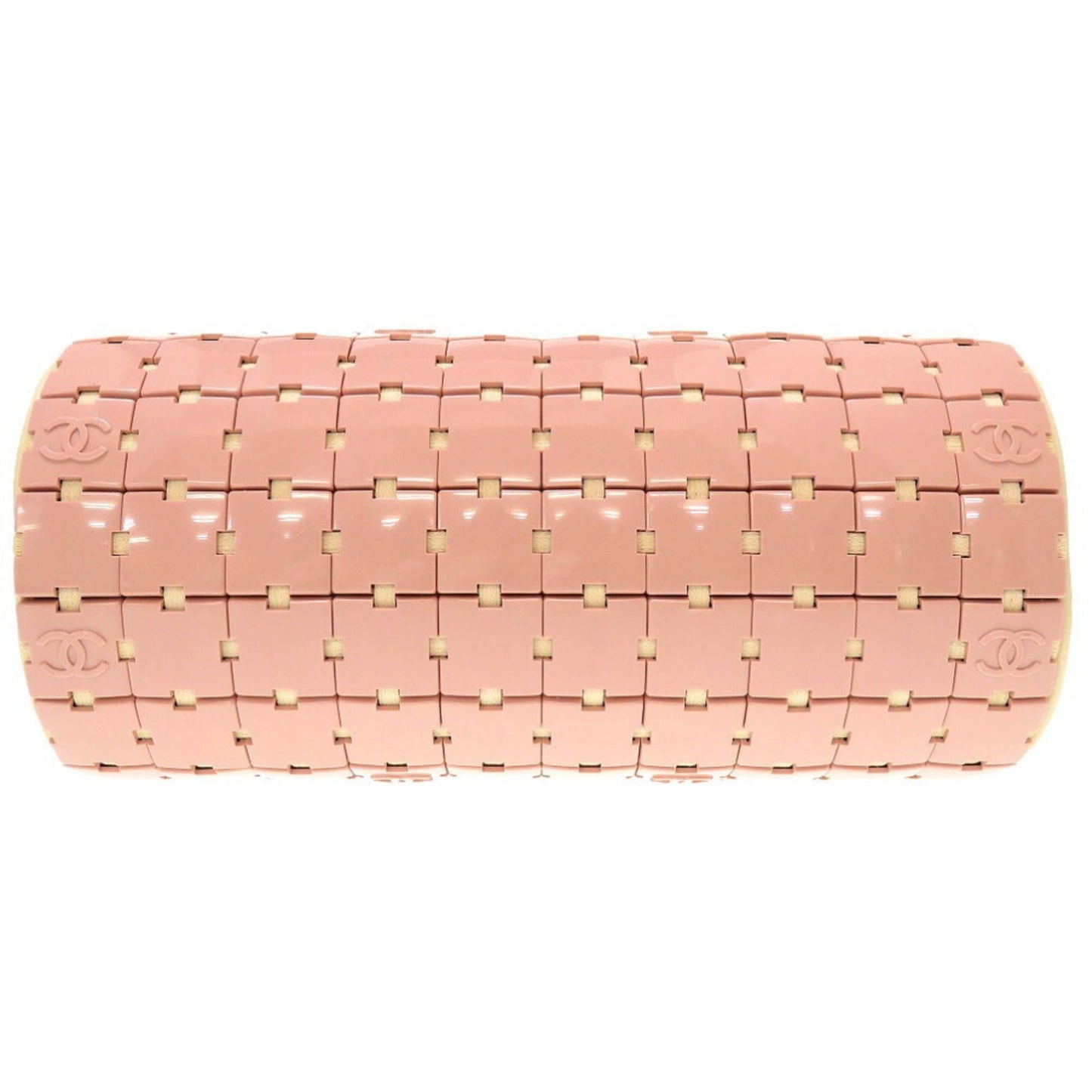 Luxury Chanel Duffle Bag Plastic Leather Pink White 6th Series Handbag
