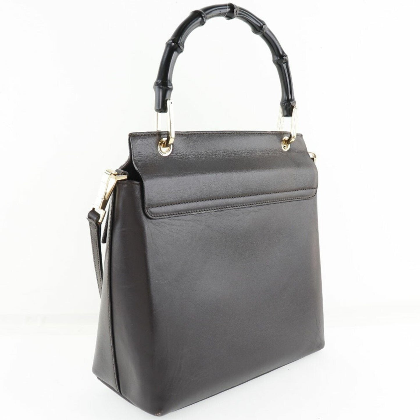 Luxury Gucci Bamboo 2WAY Shoulder 001 1887 Calf Brown Ladies Handbag