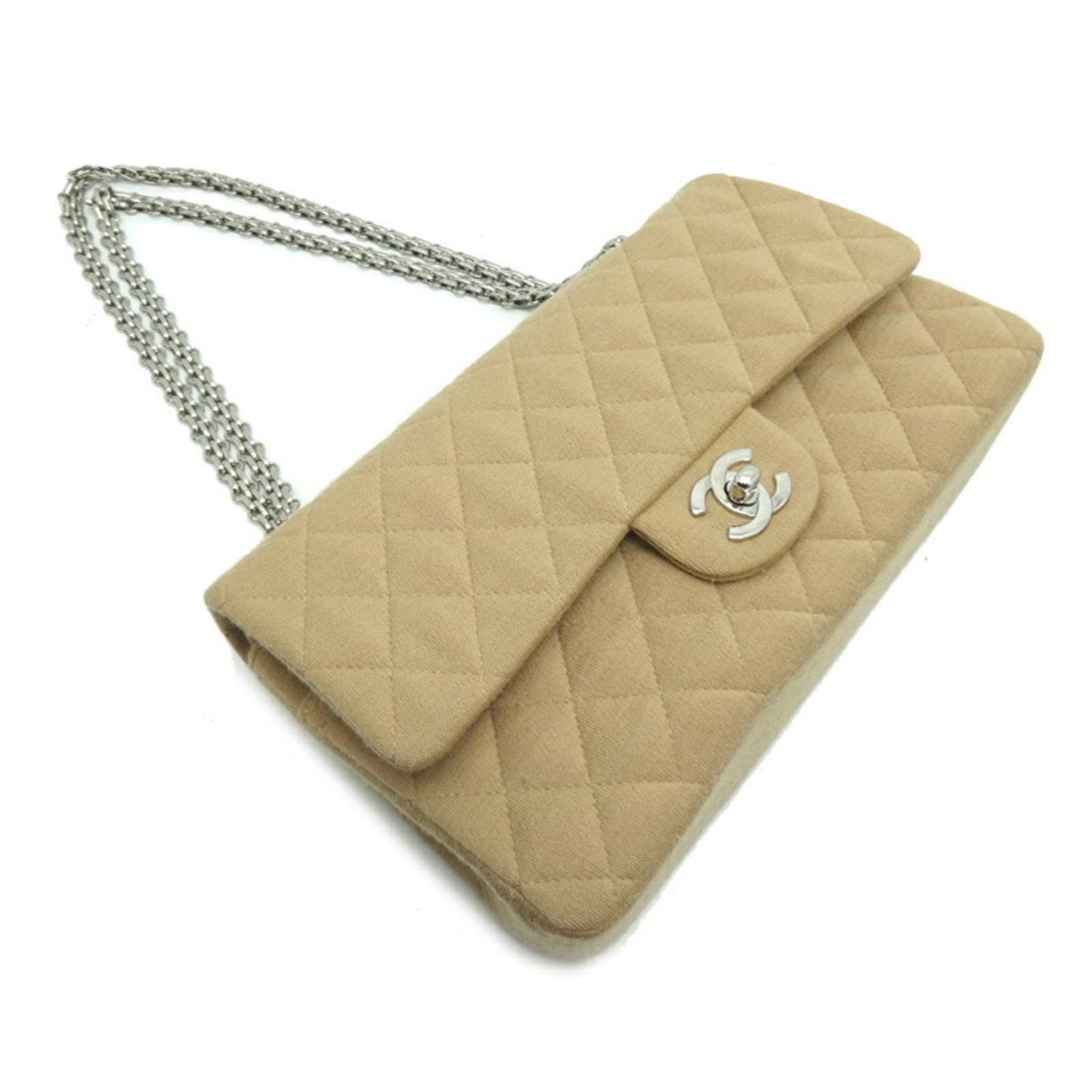 Luxury Chanel Matelasse 25 Chain Shoulder Women's Bag AO1112 Fabric Beige x