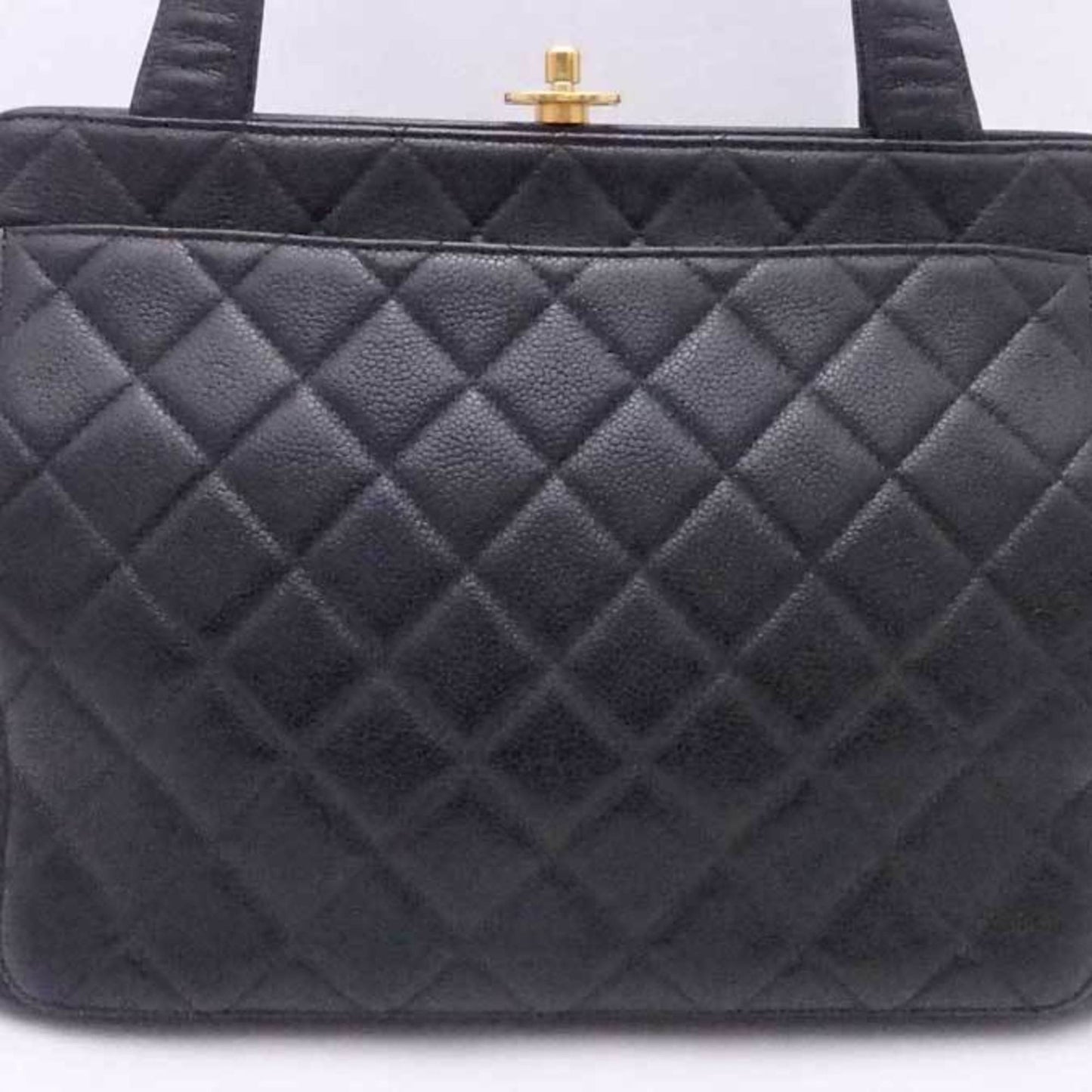 Luxury Chanel shoulder bag matelasse caviar skin leather black gold ladies