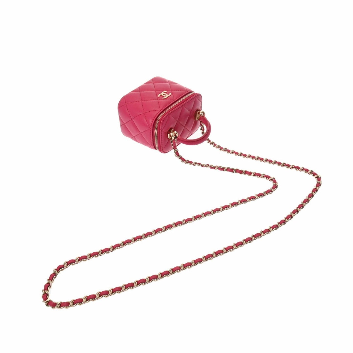 Luxury Chanel Matelasse Small Vanity Chain Shoulder Pink Champagne AP2198 Women's Lambskin Bag