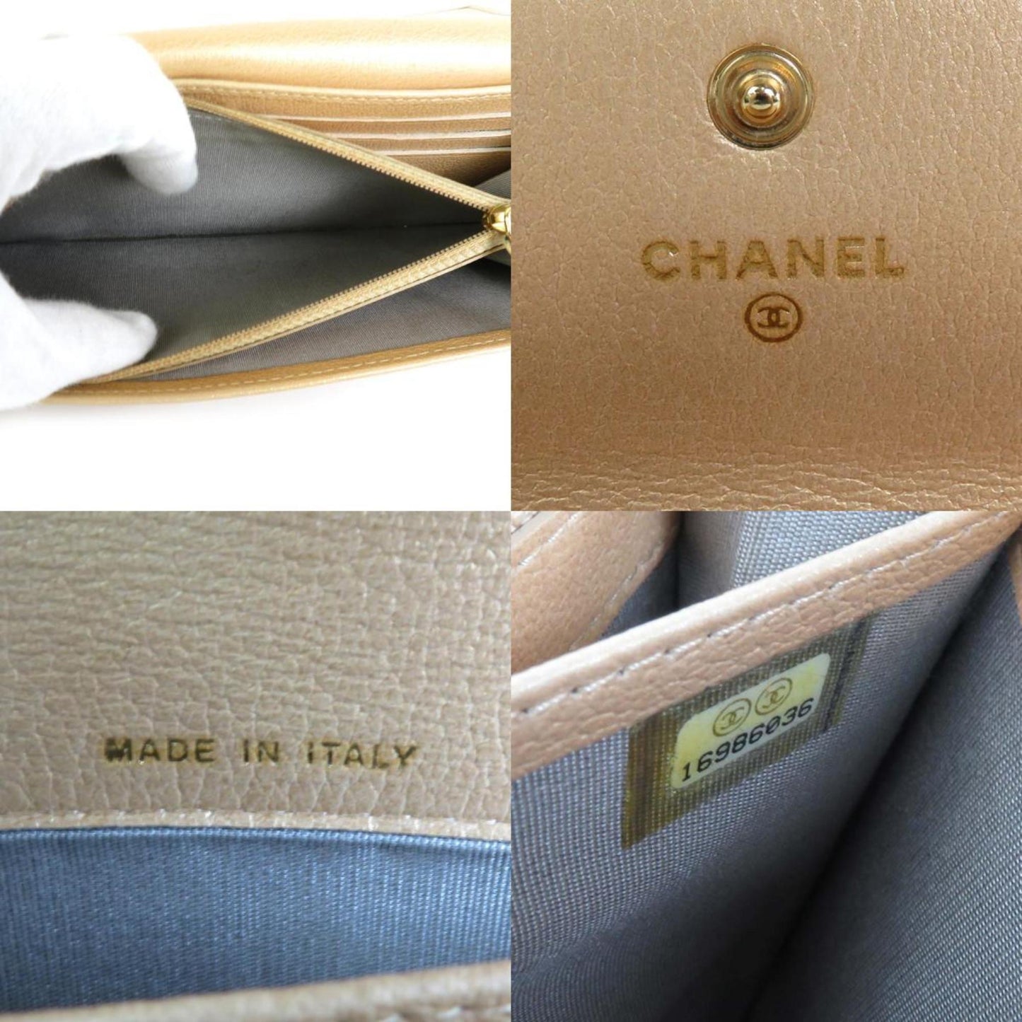 Luxury Chanel long wallet butterfly camellia leather gold ladies 55186f