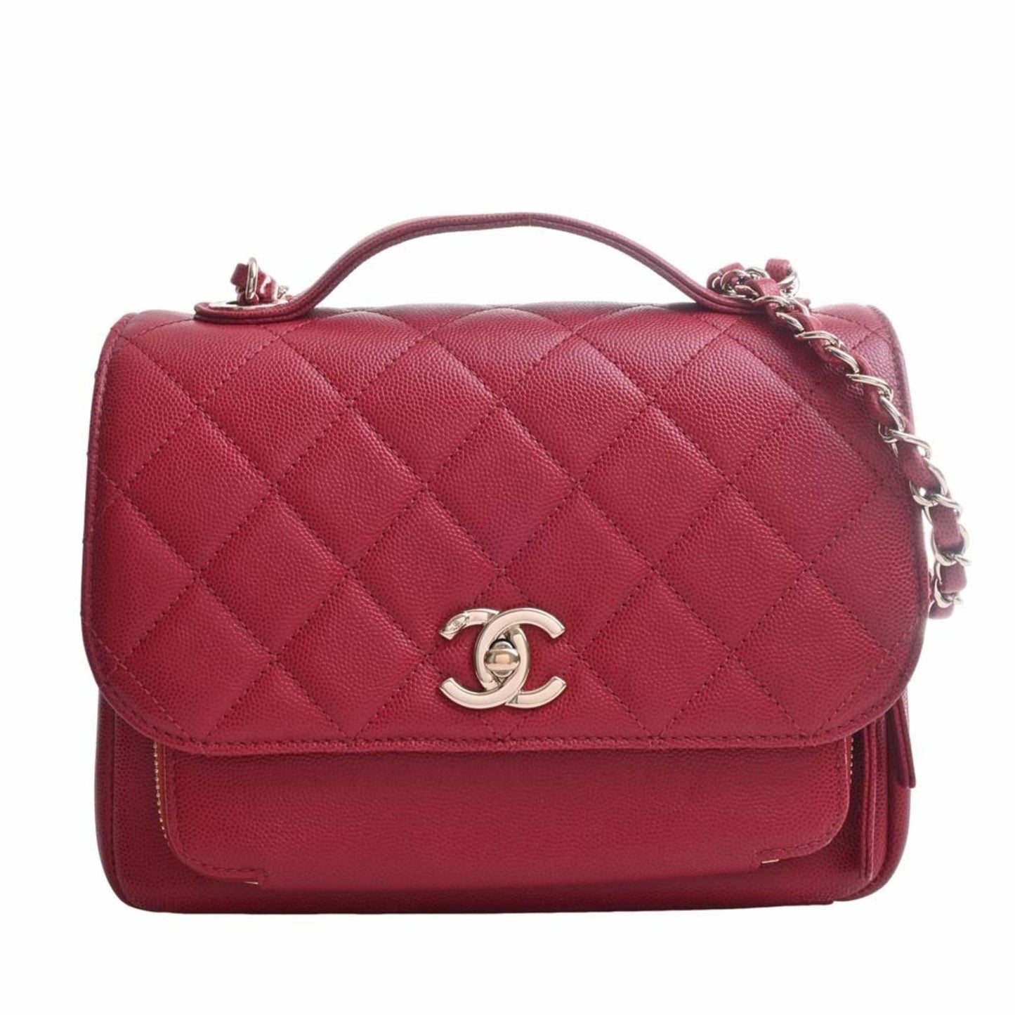 Luxury Chanel Caviar Skin Matelasse Affinity Coco Mark Chain Shoulder Bag Red Ladies