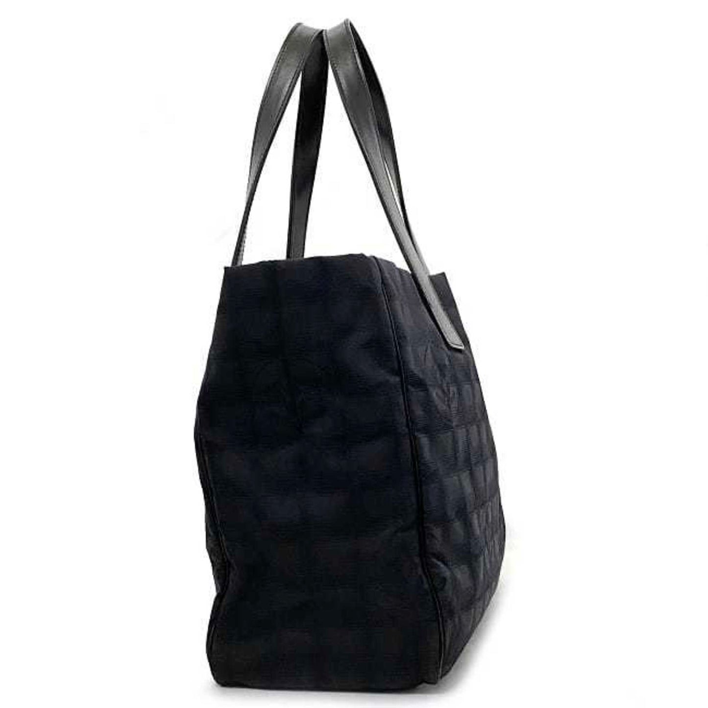 Luxury Chanel MM Black New A15991 Nylon Leather 9th  Nutra Coco Mark Women's Tote Handbag