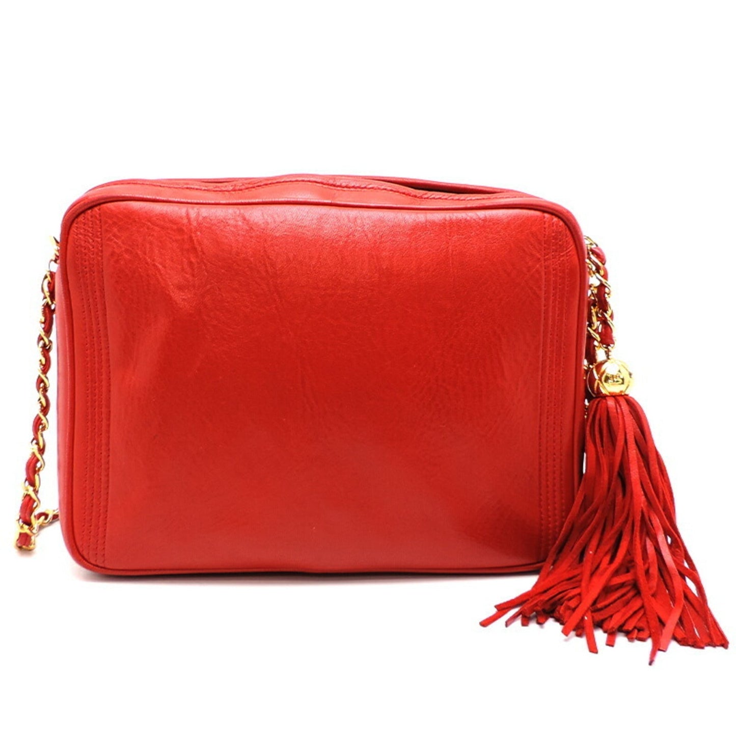 Luxury Chanel shoulder ladies bag lambskin red ×