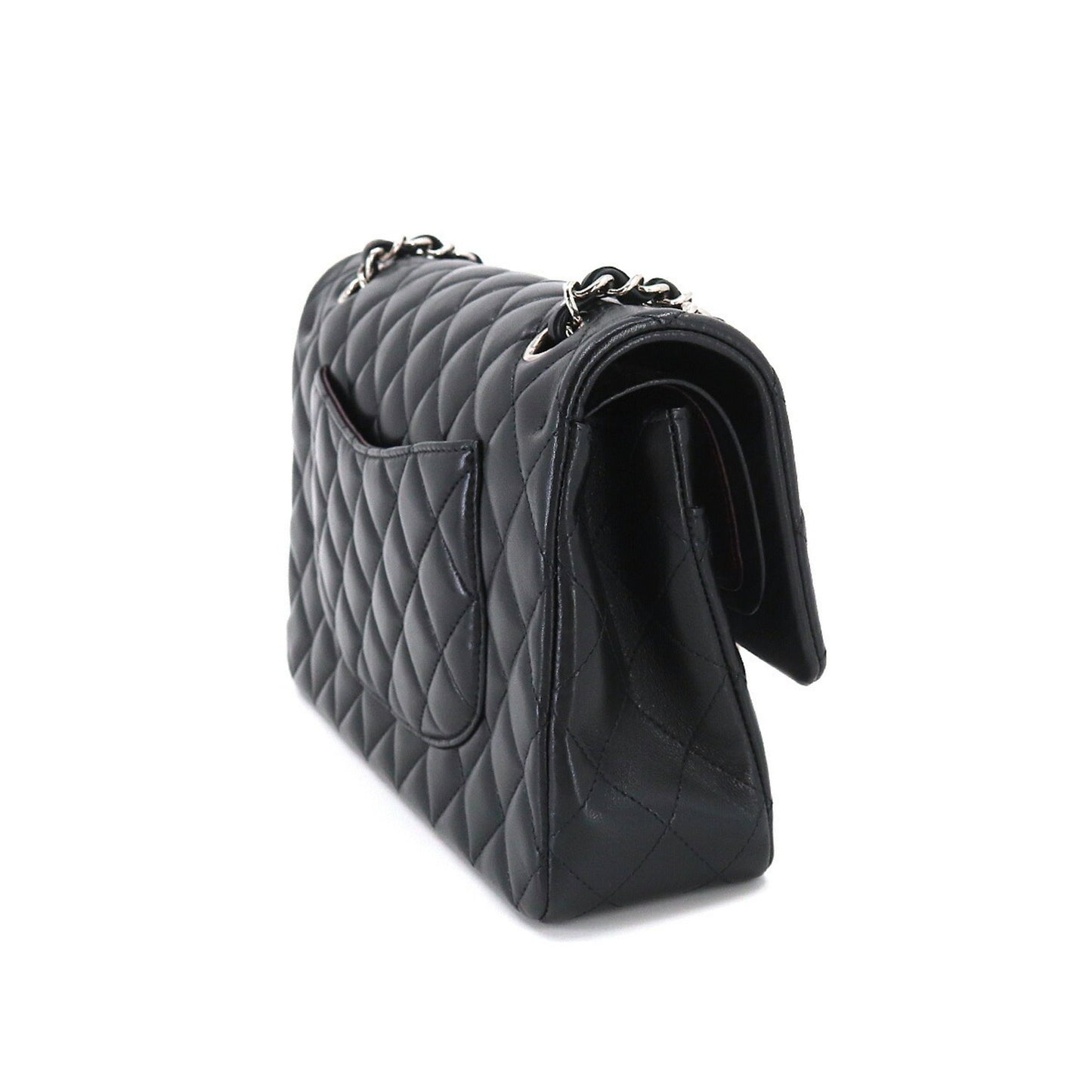 Luxury Chanel Matelasse 25 Chain Shoulder Bag Leather Black A01112 Silver Hardware