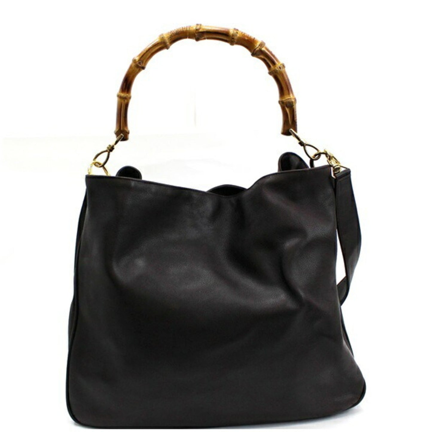 Luxury Gucci Bamboo Shoulder Bag Leather Brown 001.1998.1577 Luxury Gucci Ladies