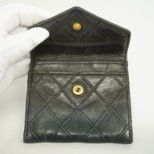 CHANEL  Bicolor Gold Metal Fittings Lambskin Coin Purse/coin Case Black