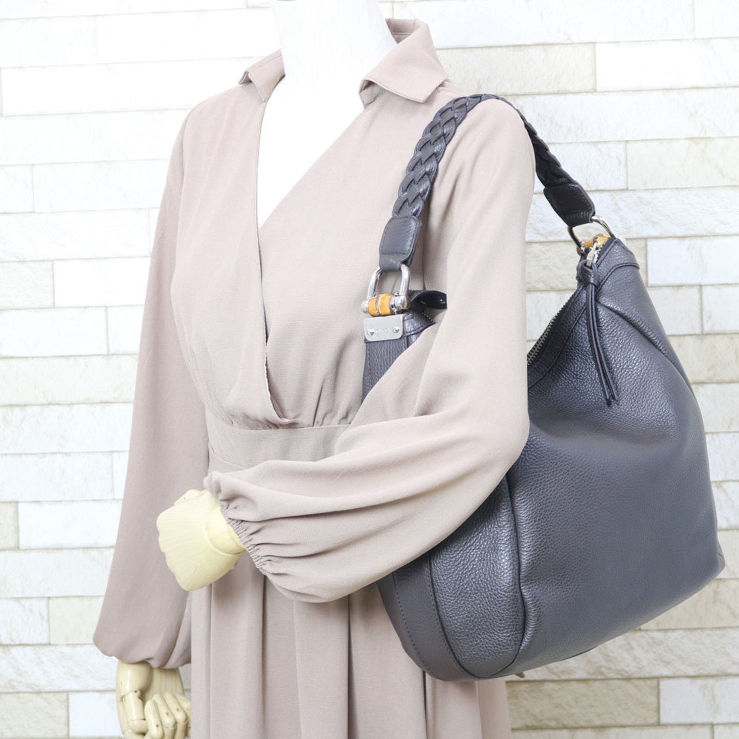 Luxury Gucci Shoulder Bag Bamboo Handbag Brown Ladies