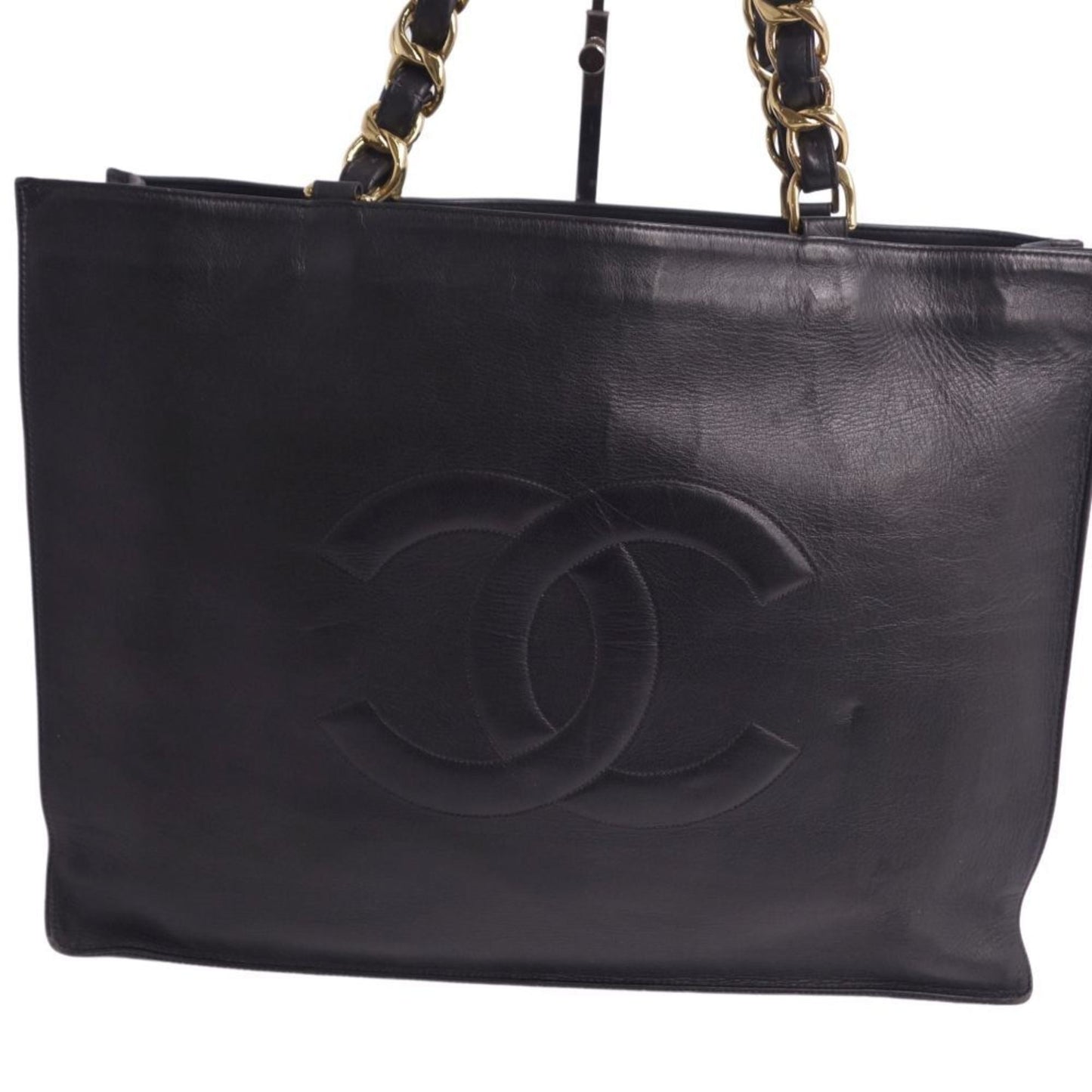 Luxury Chanel bag tote shoulder here mark chain lambskin ladies black