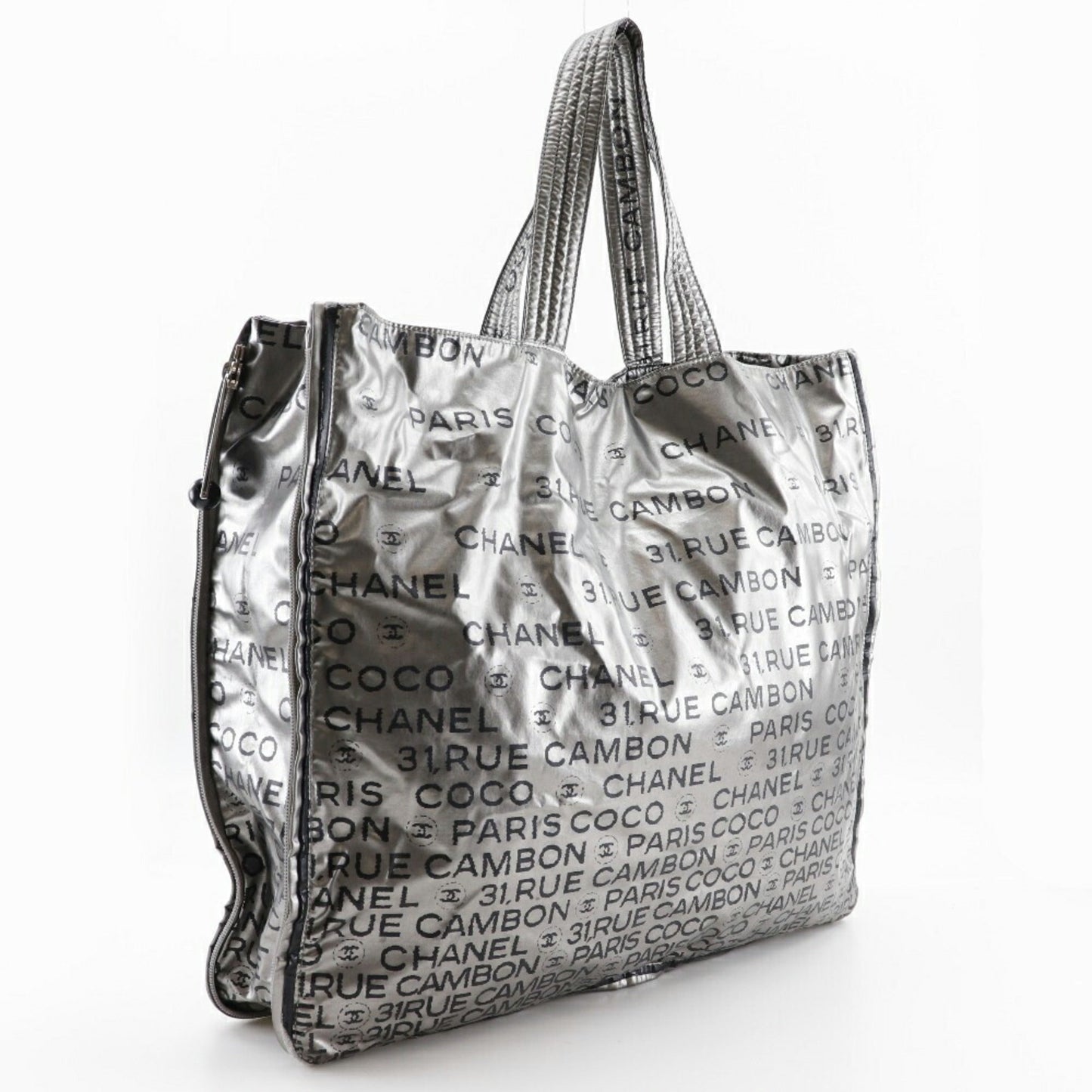 Luxury Chanel Unlimited Tote Bag Logo Here Mark A46113 Nylon Silver Ladies