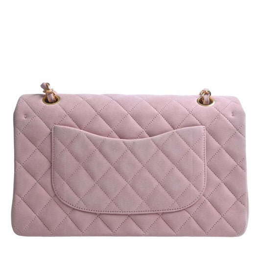 CHANEL Suede Matelasse Coco Mark W Flap Chain Shoulder Bag Pink Ladies