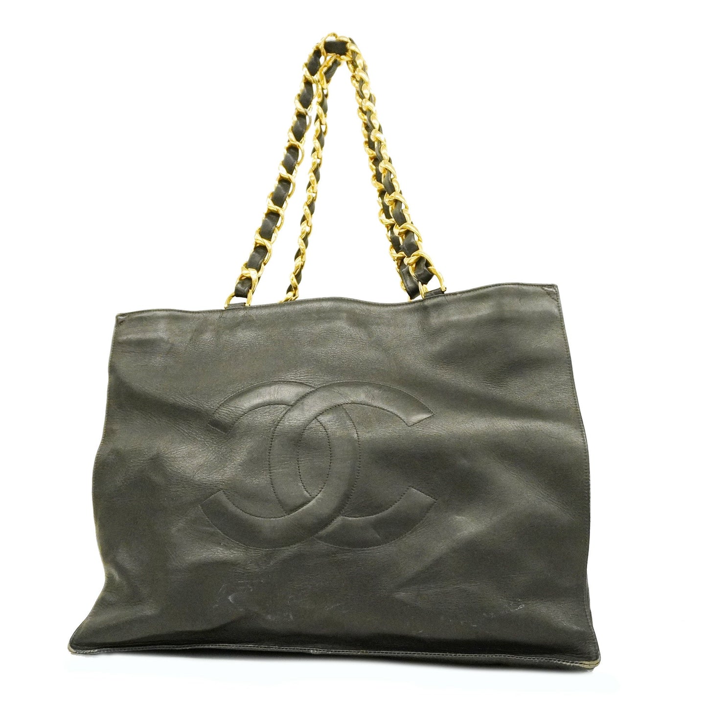 CHANELAuth  Chain Shoulder Women's Leather Tote Bag Black