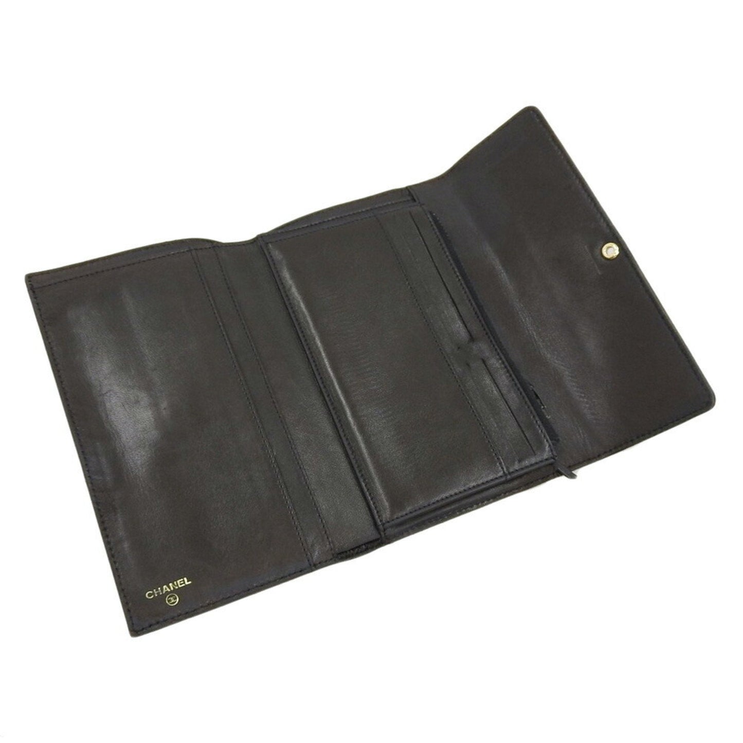 Luxury Chanel here mark tri-fold wallet caviar skin black 5 series