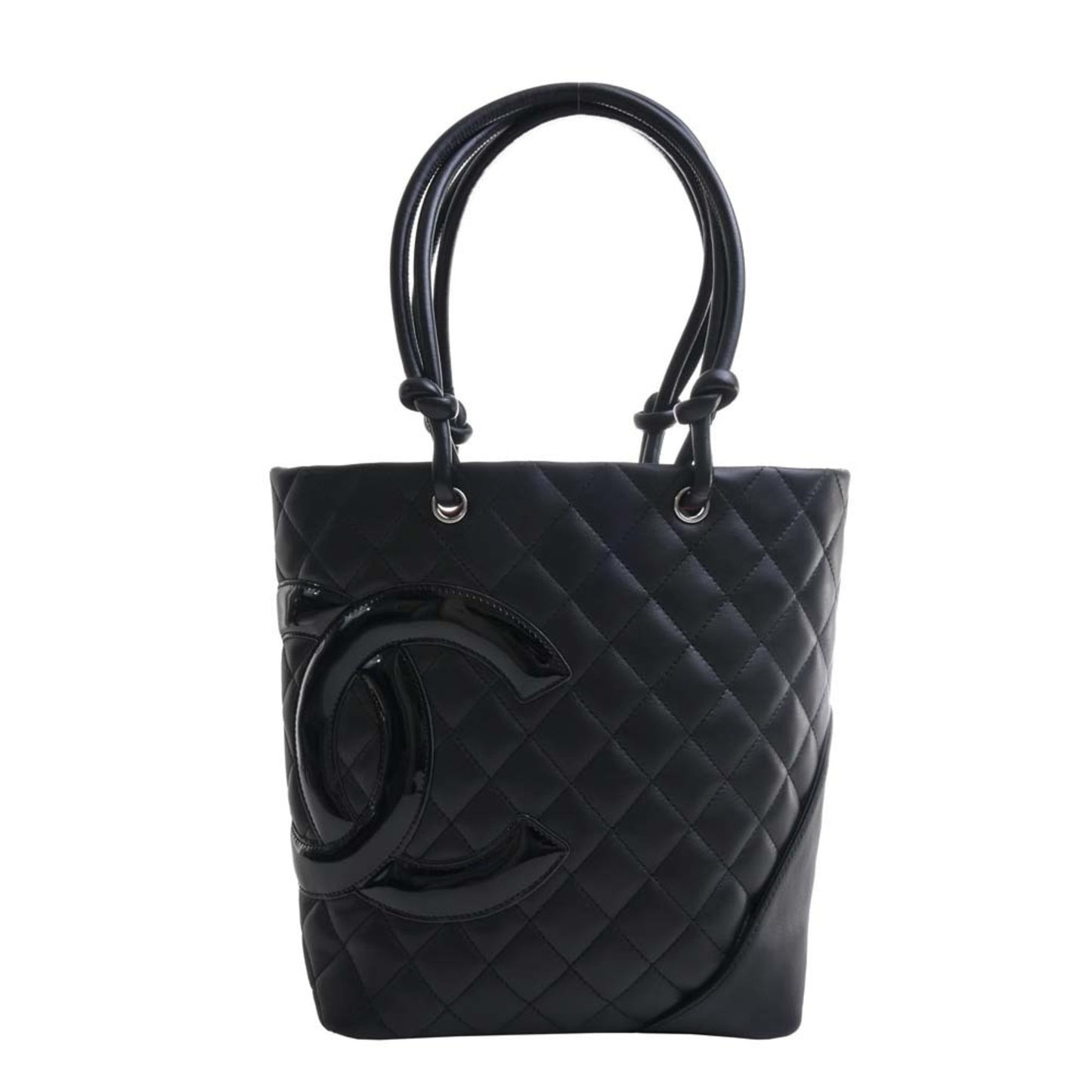 Luxury Chanel Leather Cambon Coco Mark Small Tote Bag Black Ladies
