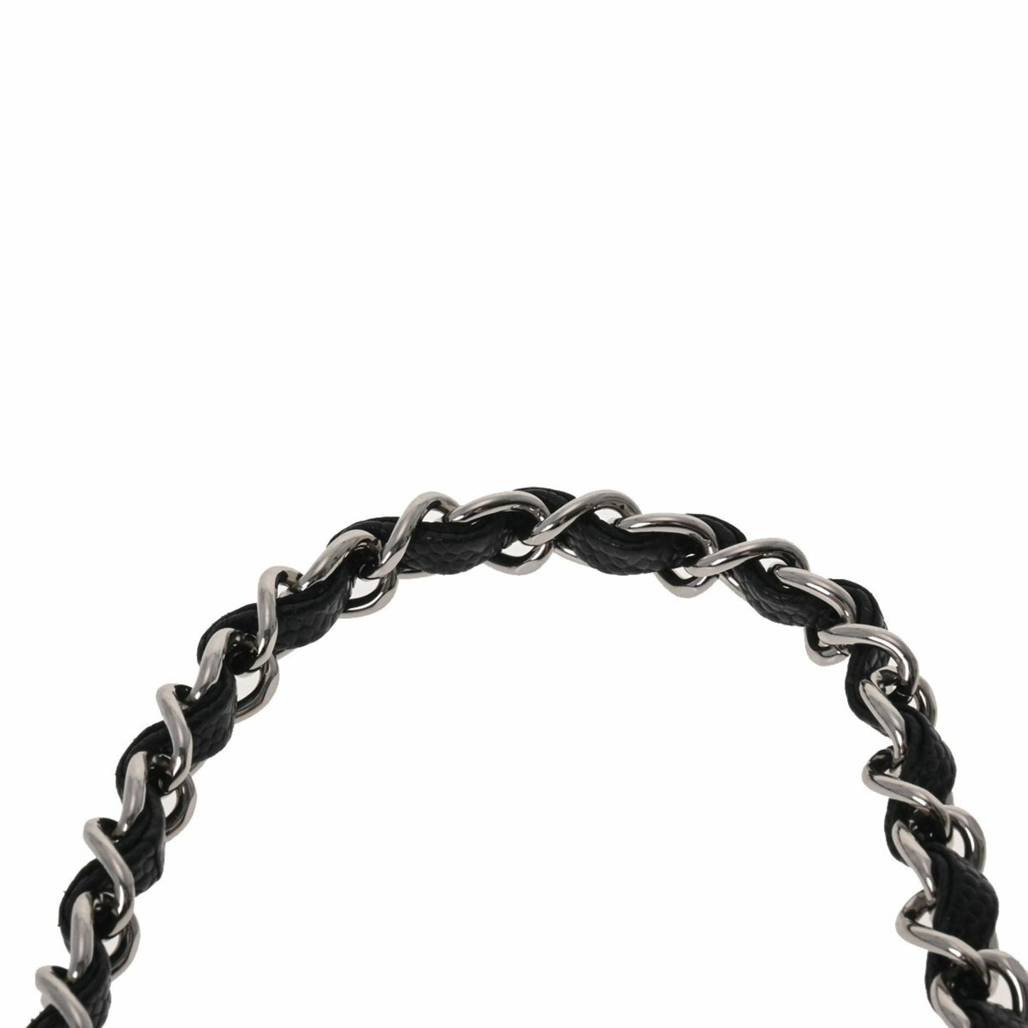 CHANEL Matelasse Chain Shoulder 25cm W Flap Black Ladies Caviar Skin Bag