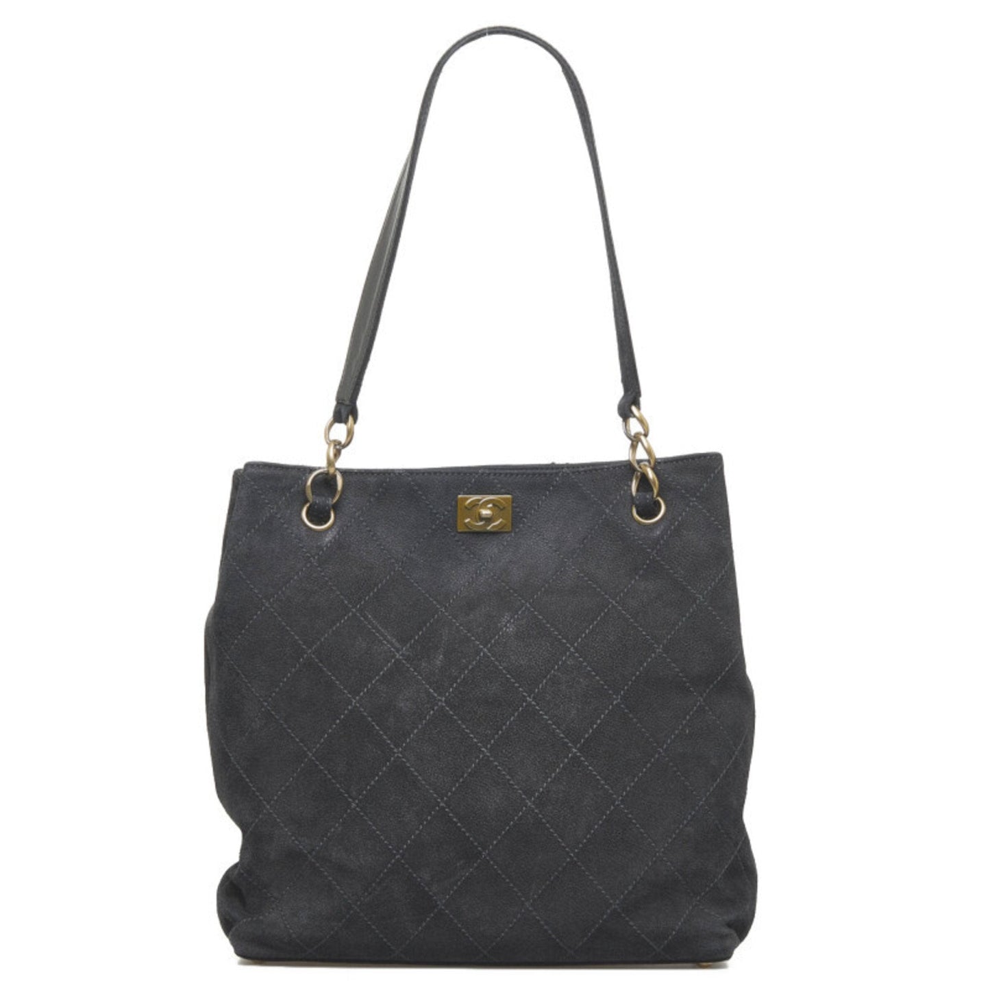 Luxury Chanel coco mark handbag tote bag black leather ladies