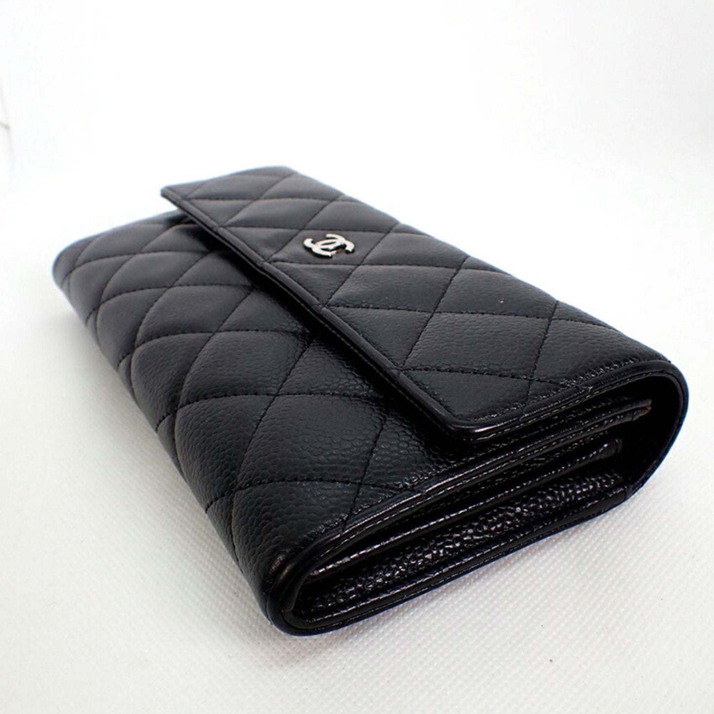 Luxury Chanel caviar skin matelasse black long wallet