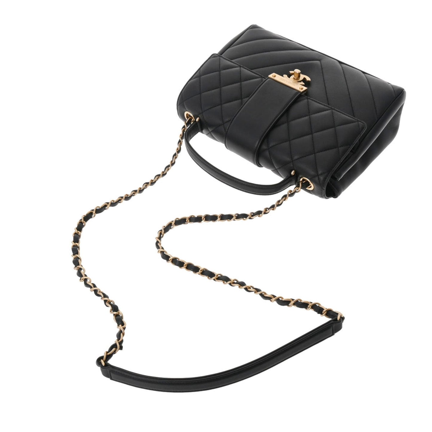 Luxury Chanel matelasse chain shoulder black ladies lambskin bag