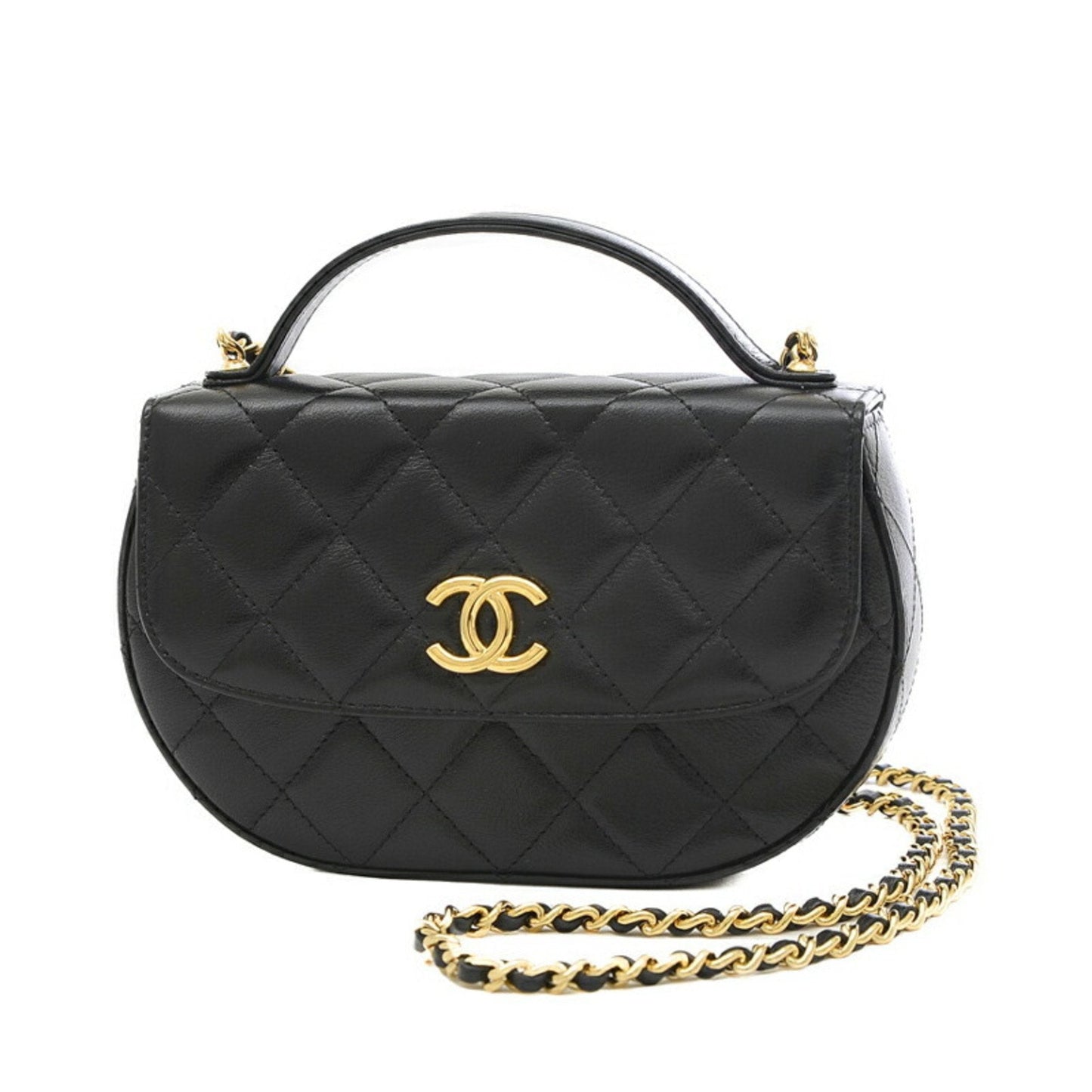 Luxury Chanel Matelasse Chain Shoulder Smartphone Case 2Way Bag Leather Black AP3367