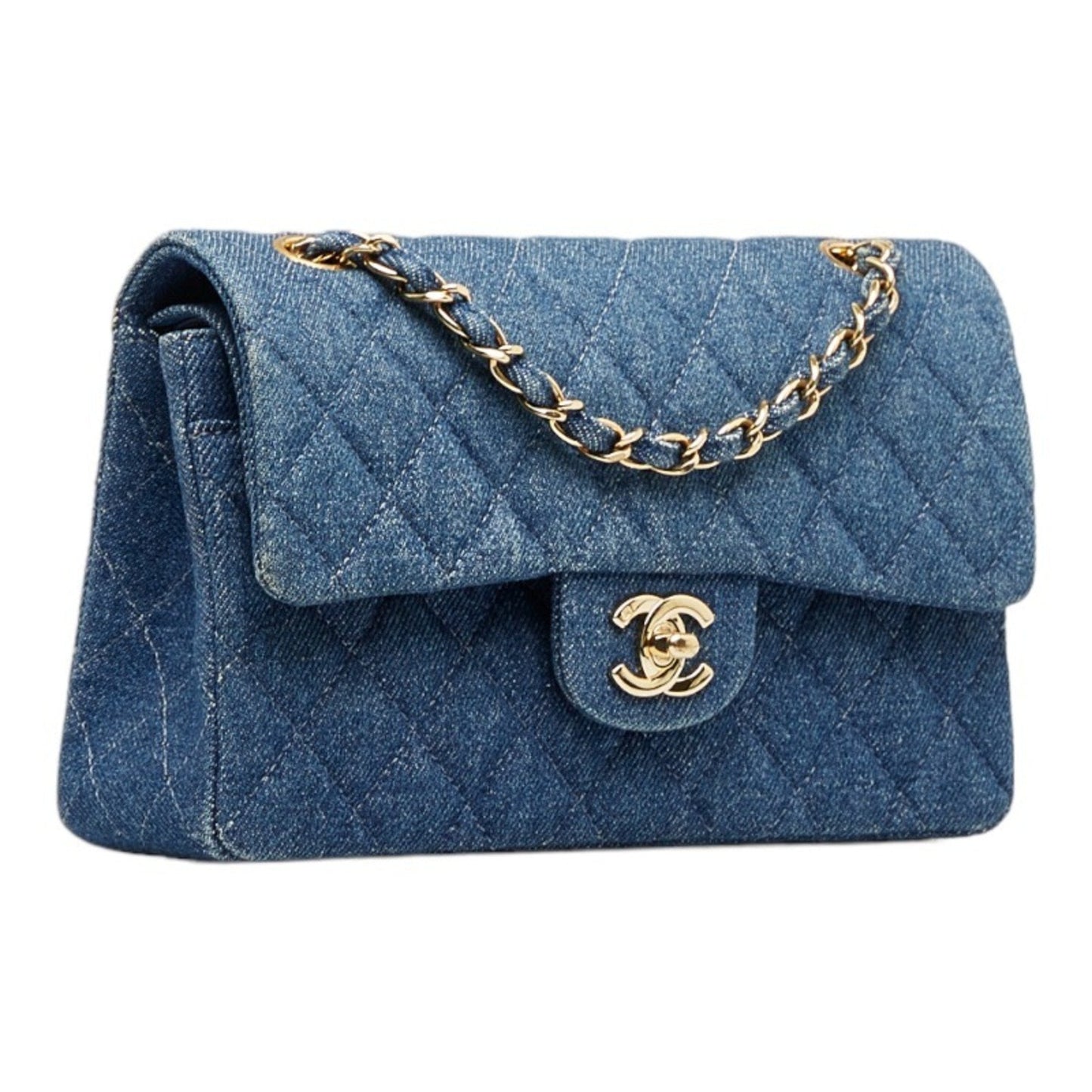 CHANEL matelasse 23 double flap chain shoulder bag blue ladies