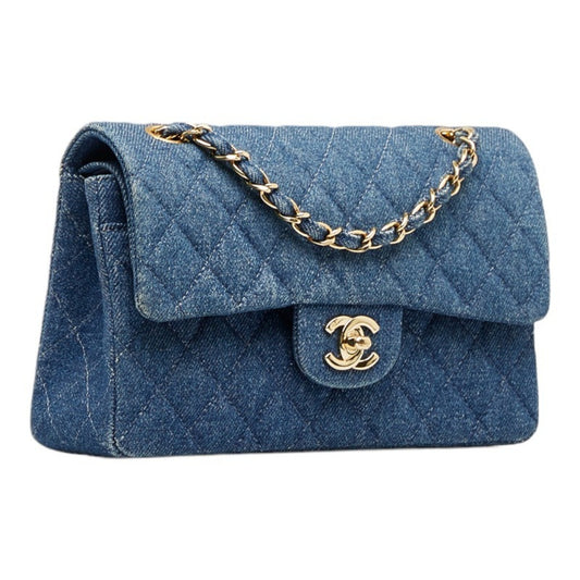 CHANEL matelasse 23 double flap chain shoulder bag blue ladies