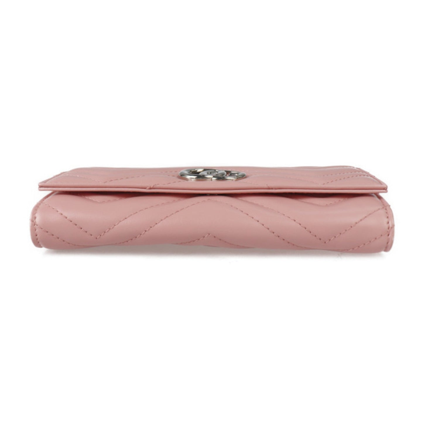 Luxury Gucci Continental Wallet GG Marmont Bifold 443436 Leather Pink Series Silver Metal Fittings Long