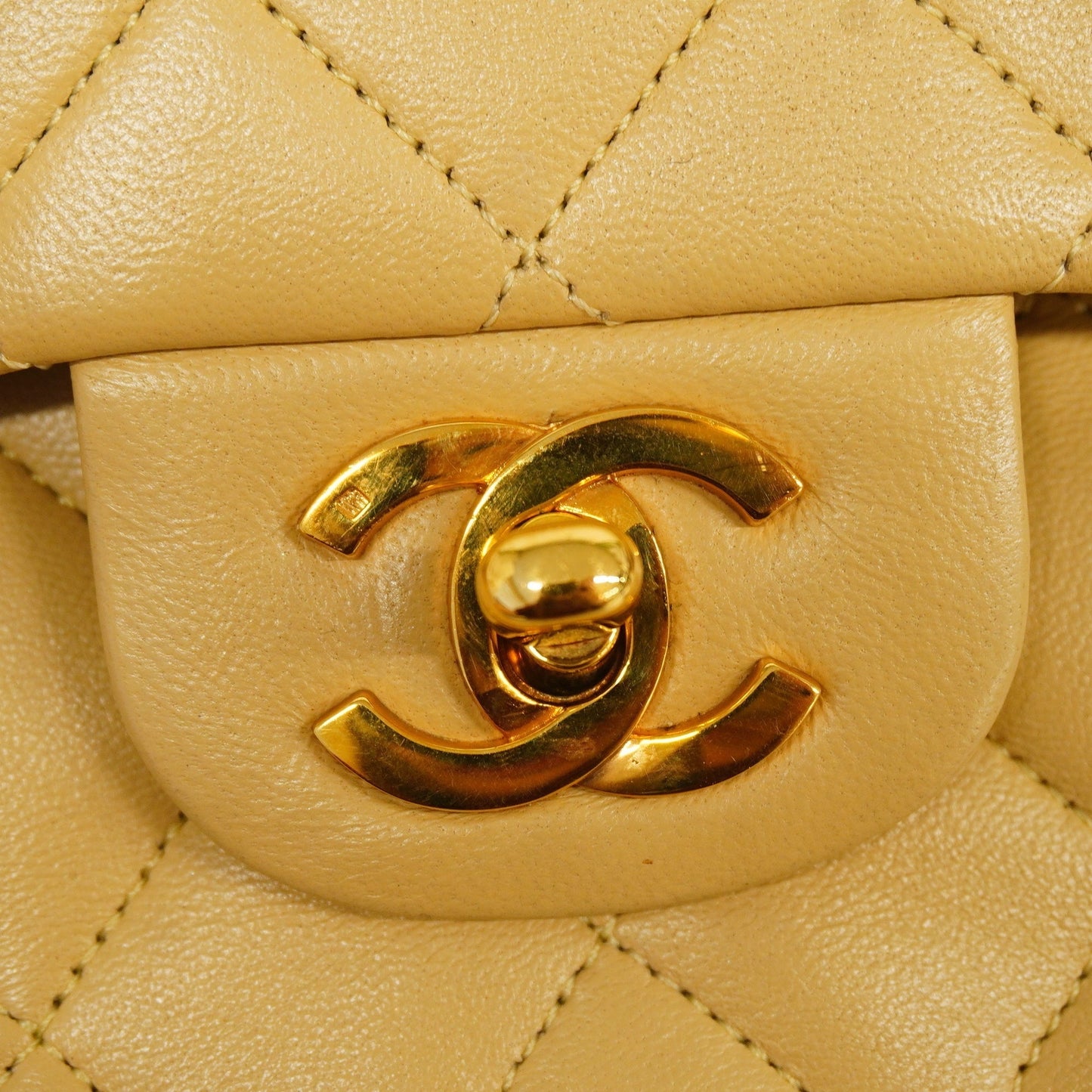 CHANEL  Matelasse W Flap W Chain Women's Leather Shoulder Bag Beige