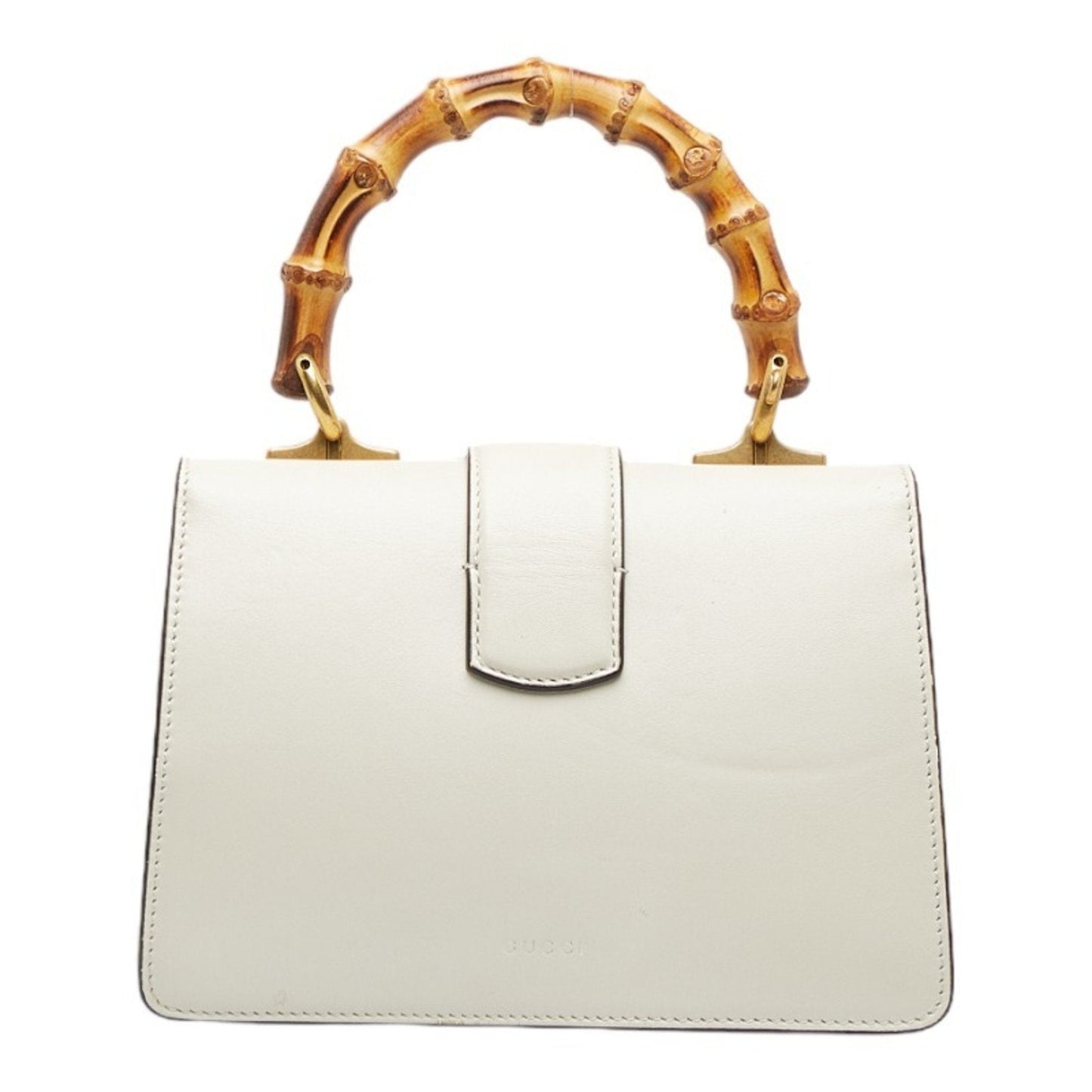 Luxury Gucci Bamboo Duonissos Handbag Shoulder Bag White Multicolor Leather Women's