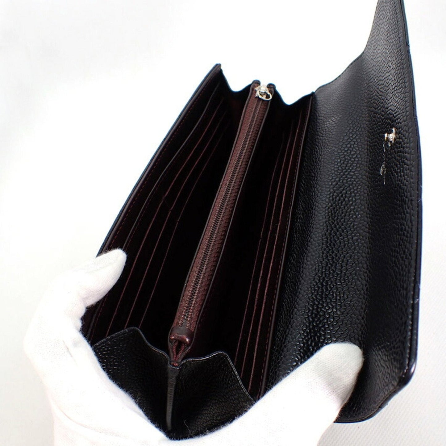 Luxury Chanel caviar skin matelasse black long wallet