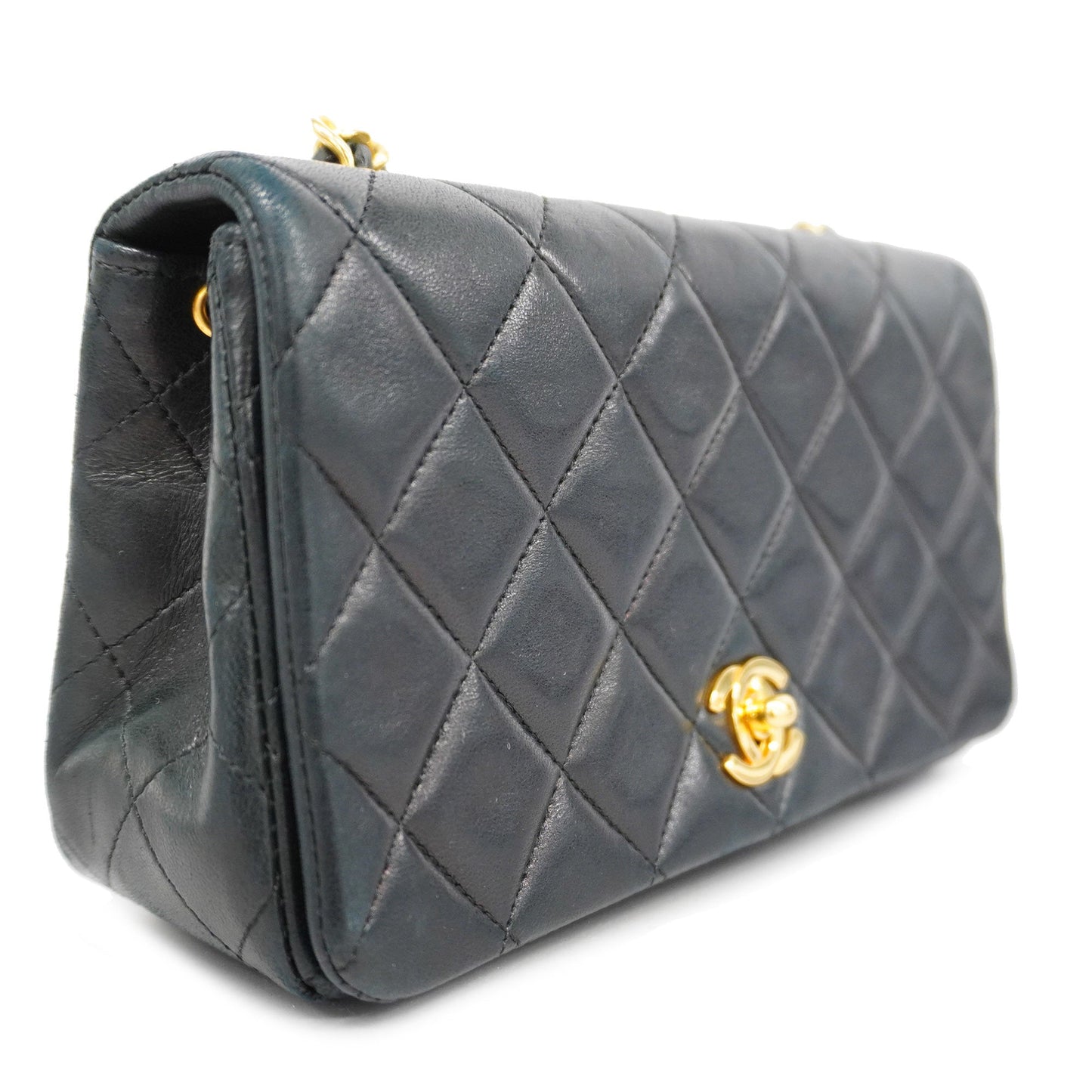 CHANEL[3ca0446]   Shoulder Bag Matelasse Single Chain Lambskin Black Gold metal