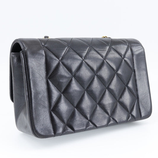 CHANEL Diana Flap 22 Shoulder Bag Chain Matelasse A01164 Lambskin Made in France Black Crossbody Turnlock diana flap Women's