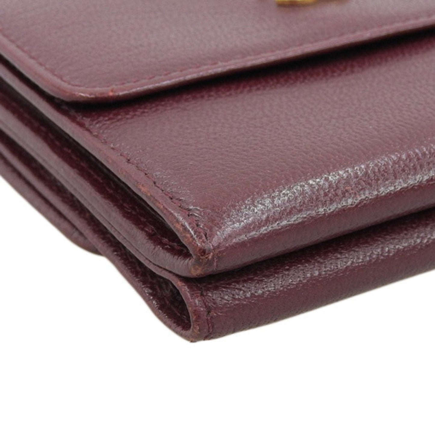 Luxury Chanel Leather Cocomark Trifold Wallet Bordeaux Ladies