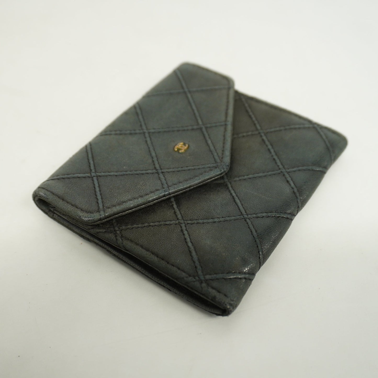 CHANELAuth  Bicolor Gold Metal Fittings Lambskin Coin Purse/coin Case Black