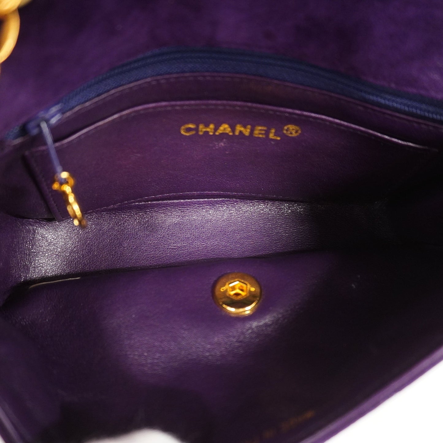 CHANEL[3bd3918-g]  Matelasse Diana Flap Chain Shoulder Suede Shoulder Bag Purple