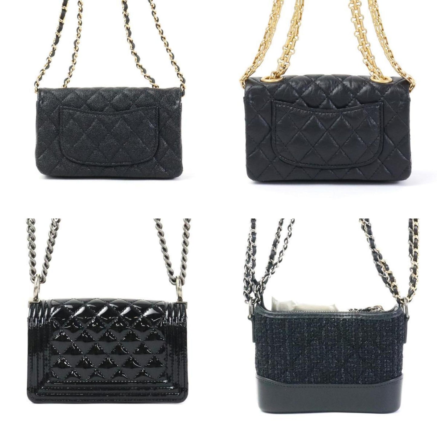 Luxury Chanel Diagonal Shoulder Bag Trunk Mini 4 Piece Set Success Story Leather Black Women's
