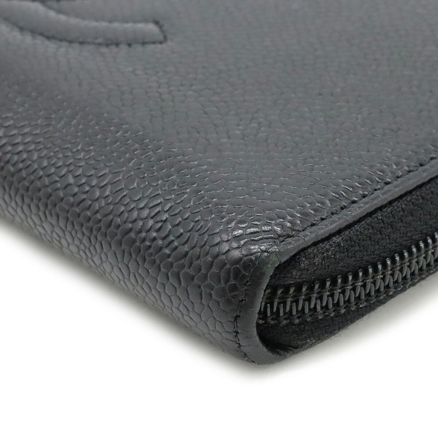 Luxury Chanel Caviar Skin Coco Mark Round Long Wallet Leather Black A50071