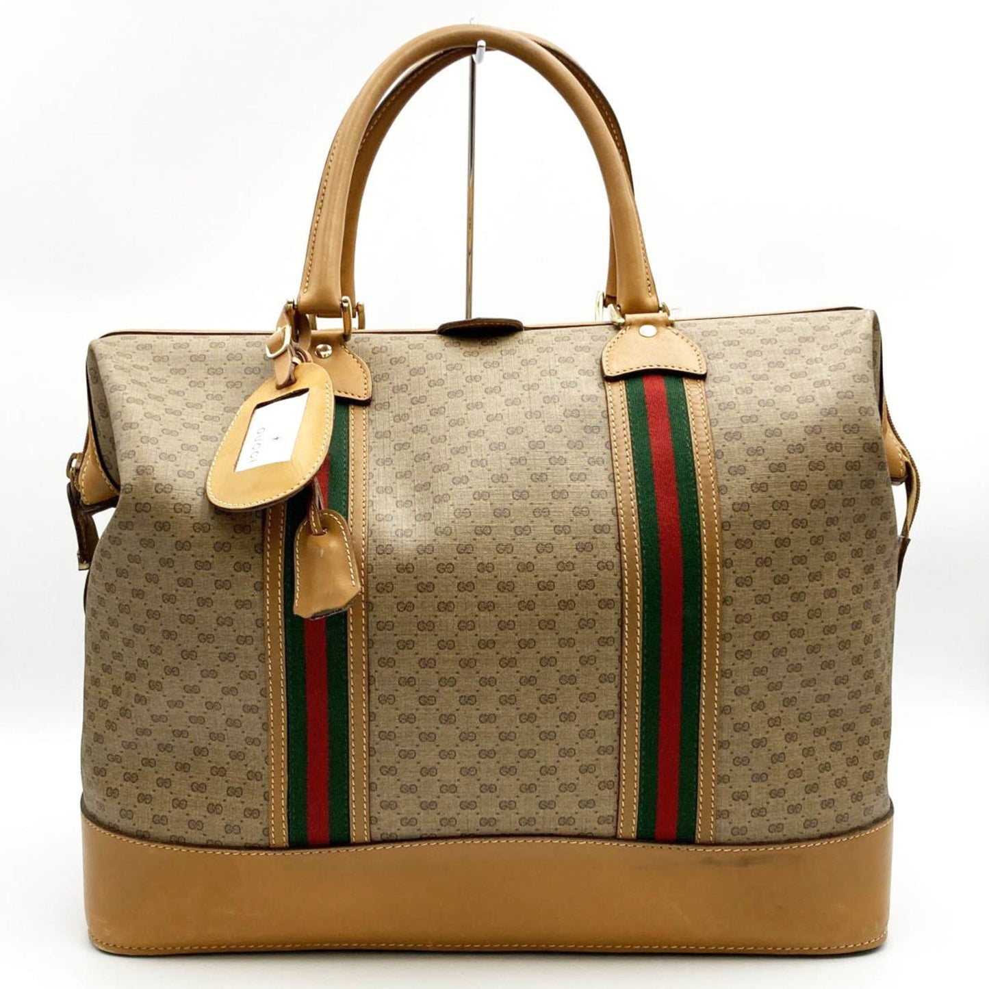 Luxury Gucci Trending 2025 Boston Bag Travel Micro GG Sherry Line Beige Brown PVC Leather Women's Men's 012 122