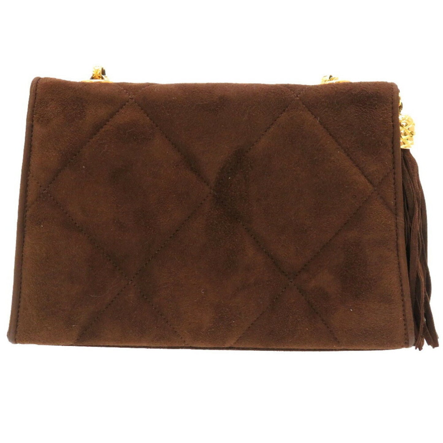 Luxury Chanel Matelasse Coco Mark Suede Brown Shoulder Bag