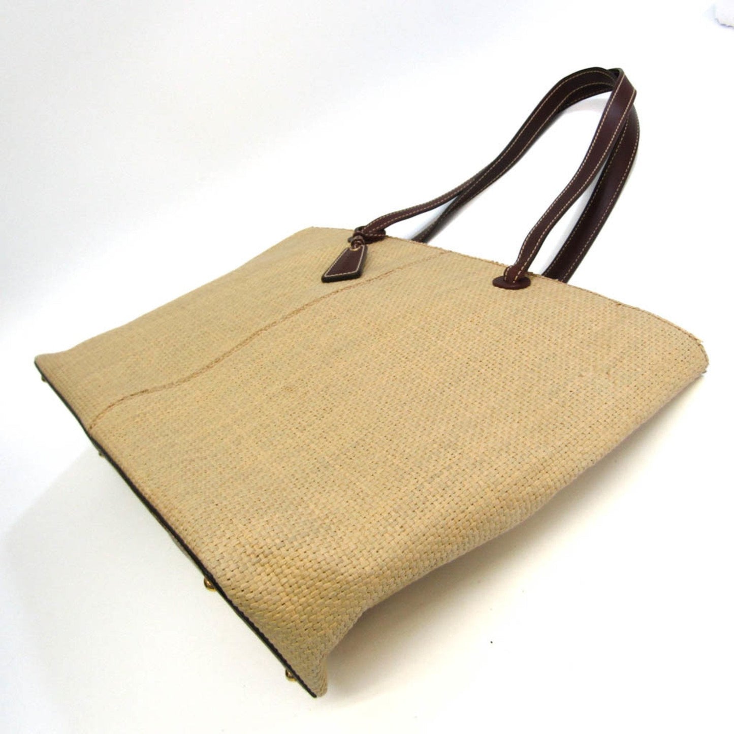 Luxury Chanel Coco Mark Women's Straw,Leather Tote Bag Beige,Dark Brown