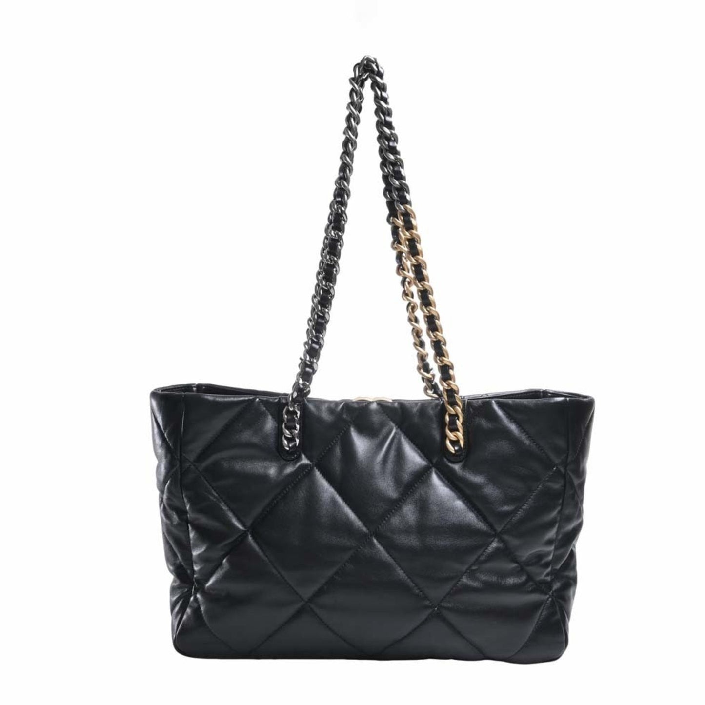Luxury Chanel lambskin 19 bag coco mark chain shoulder AS3660 black ladies