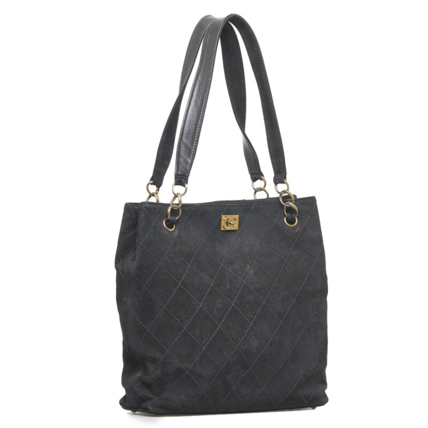 Luxury Chanel coco mark handbag tote bag black leather ladies