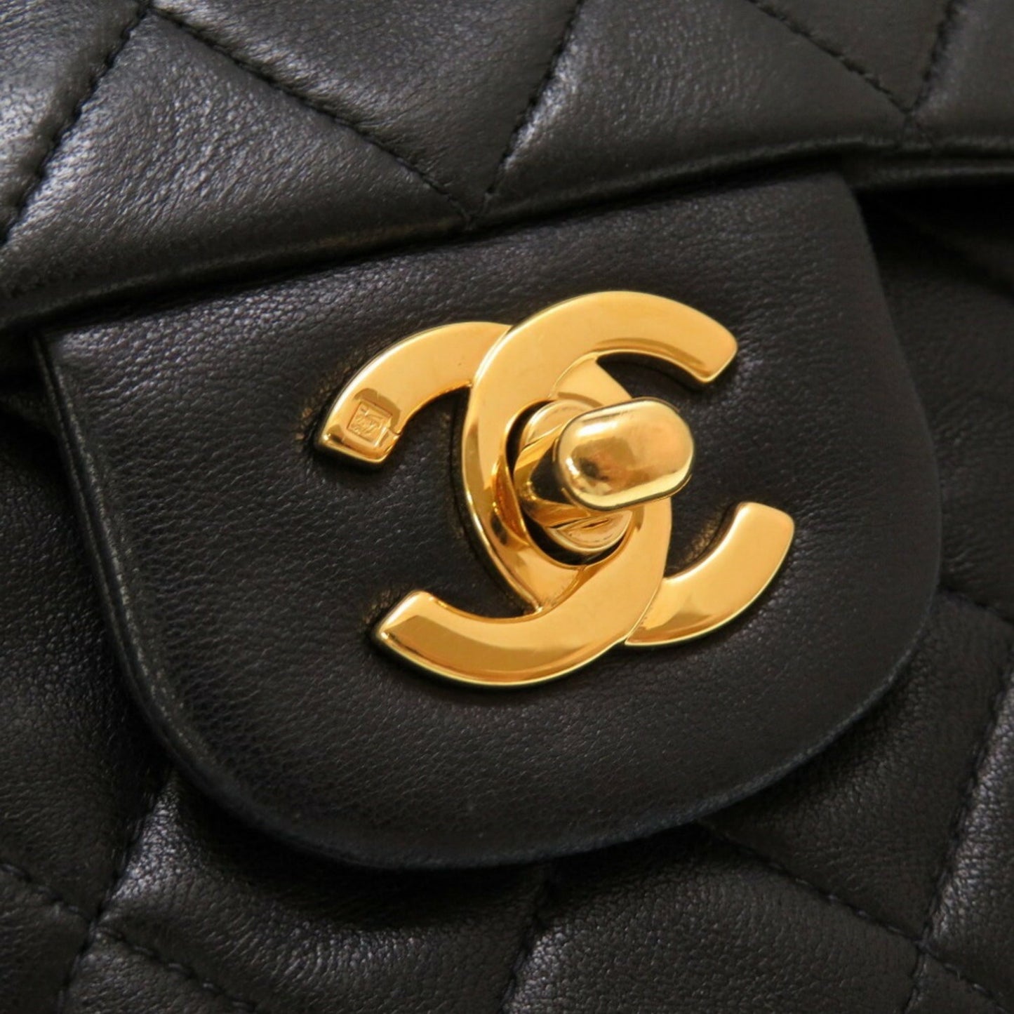 CHANEL Matelasse Lambskin Black Double Flap No.4 Gold Chain Shoulder Bag