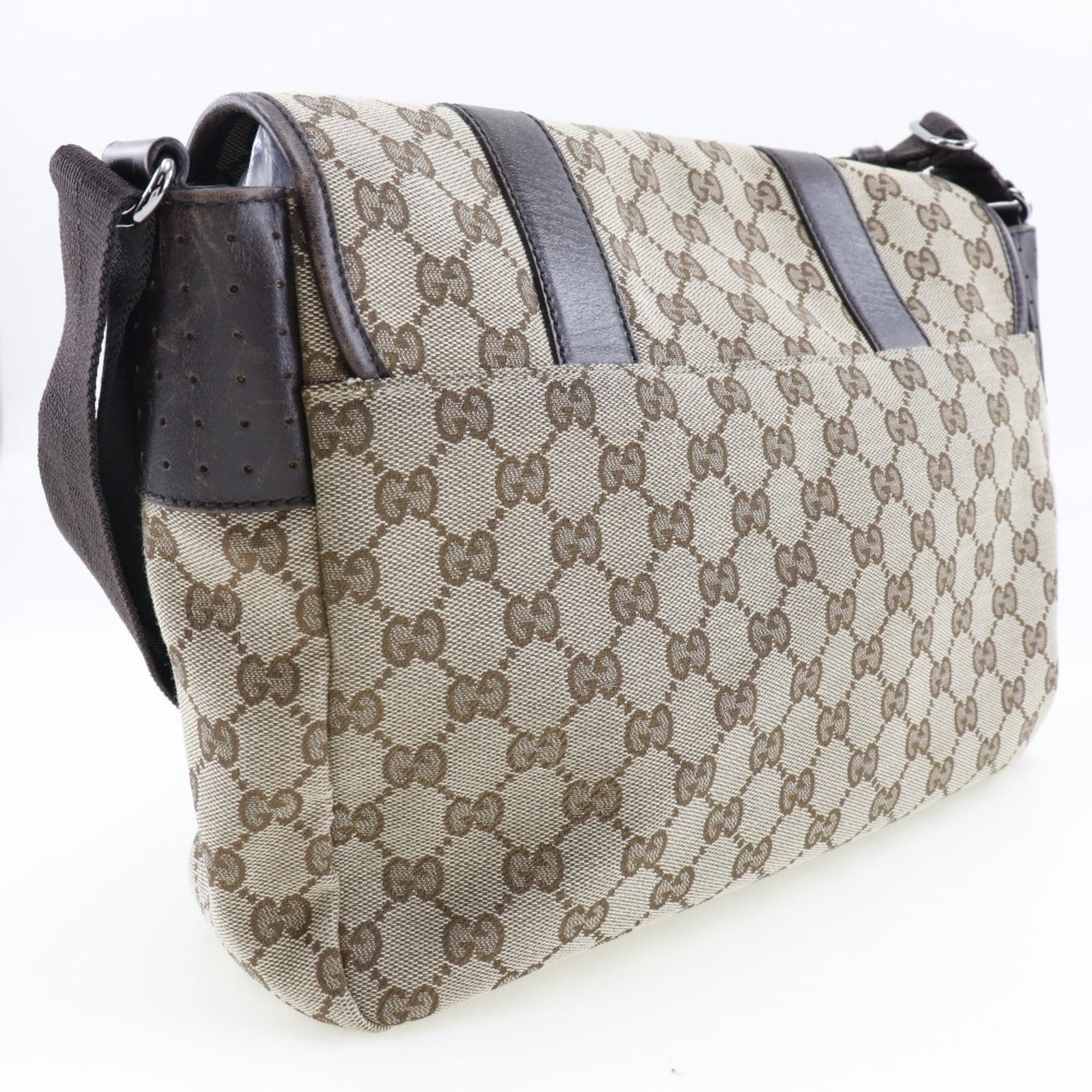 Luxury Gucci 145859 467891 GG canvas x leather brown unisex shoulder bag