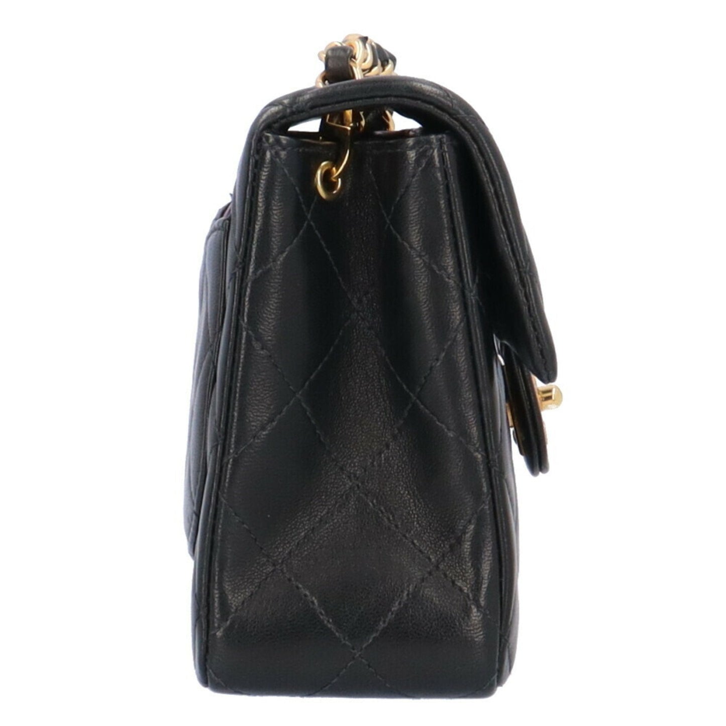 Luxury Chanel Chain Matelasse Shoulder Bag Lambskin Black Women's
