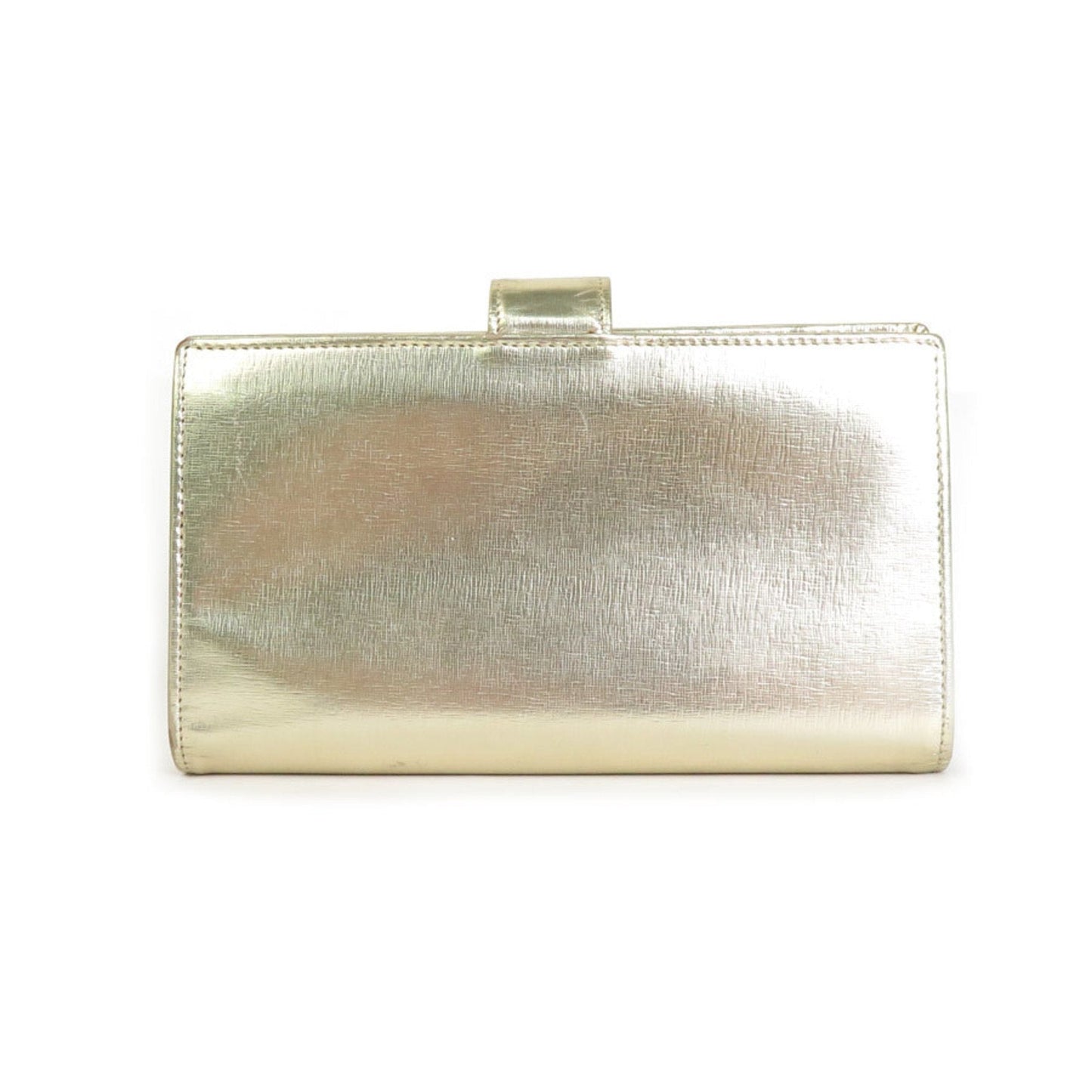 Luxury Chanel folio wallet here mark leather gold ladies